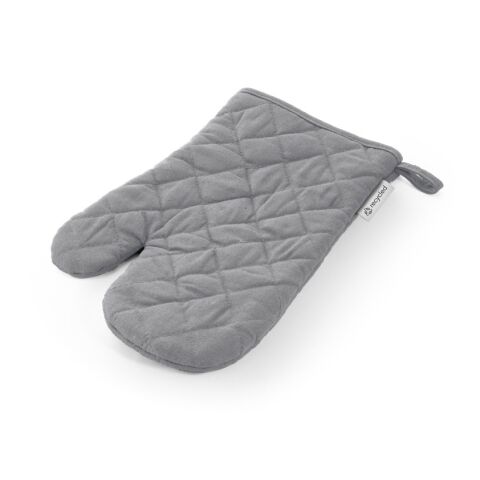 Gastro-Werbemittel Ofenhandschuh RICKEY – grau – mit Logodruck 150x300mm aus 60% recycelter Baumwolle als nachhaltige Kochschürzen-Ergänzung