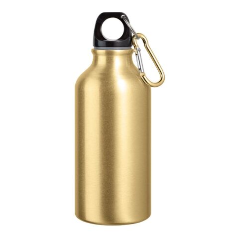 Werbeartikel Aluminium Sport Trinkflasche 400 ml Landscape Karabiner BPA-frei leicht – gold – mit Logo bedruckt