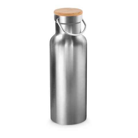 Werbeartikel RAGNAR. Trinkflasche aus Edelstahl (36% recycelt) (570 mL), doppelwandig und vakuumisoliert – Satinsilber – mit Logo bedruckt