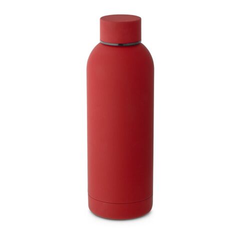 Werbeartikel ODIN. Trinkflasche aus Edelstahl (36% recycelt) (550 mL) mit gummierter Oberfläche – Burgunder