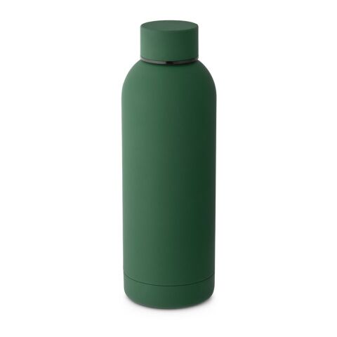 Werbeartikel ODIN. Trinkflasche aus Edelstahl (36% recycelt) (550 mL) mit gummierter Oberfläche – Dunkelgrün – mit Logo bedruckt