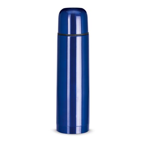 Werbeartikel LUKA. 500 ml Thermosflasche Edelstahl doppelwandig mit Becher-Deckel vakuumisoliert & auslaufsicher – Blau – mit Logo bedruckt