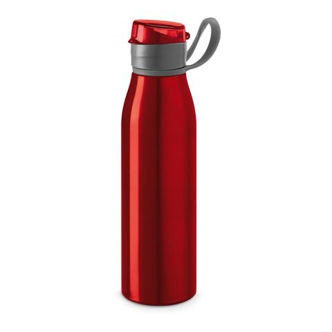 Werbeartikel Aluminium Sportflasche 650 ml KORVER mit Tragegriff BPA-frei auslaufsicher – rot – mit Logo bedruckt