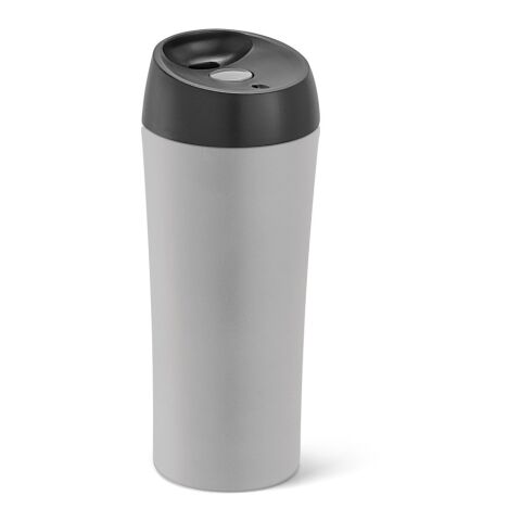 Werbeartikel MONARDA. Reisebecher aus Edelstahl und PP, 470 ml – grau – mit Logo bedruckt