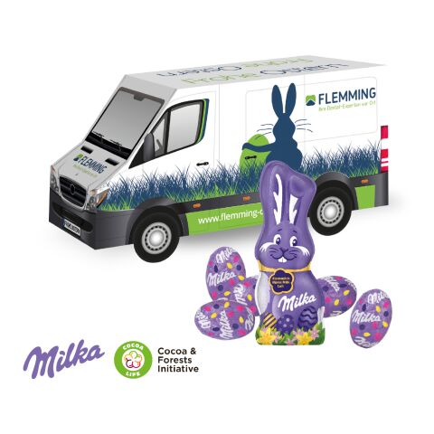 Oster-Giveaway Lindt Transporter – ostern – mit individuell bedrucktem Etikett gefüllt mit Schokoladenmischung als süßes Oster-Werbegeschenk für 