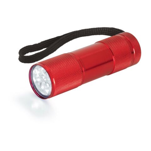 FLASHY. Taschenlampe aus Aluminium mit 9-LEDs Rot | ohne Werbeanbringung