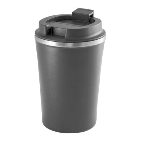 Werbeartikel PHELPS. Reisebecher aus Edelstahl und PP 470 ml – anthrazit – mit Logo bedruckt