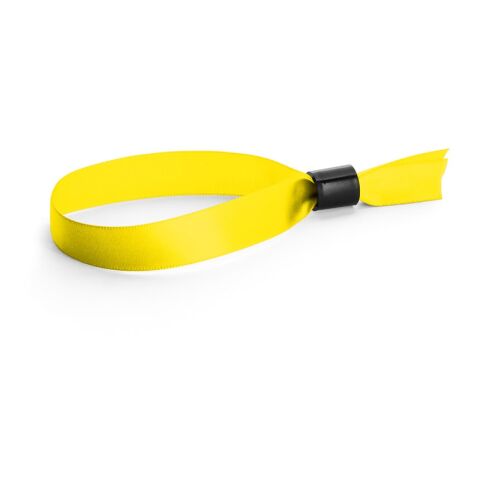 Werbeartikel SECCUR. Veranstaltungsarmband aus Satin – Gelb – Wristbands / Armbänder mit Logo bedruckt