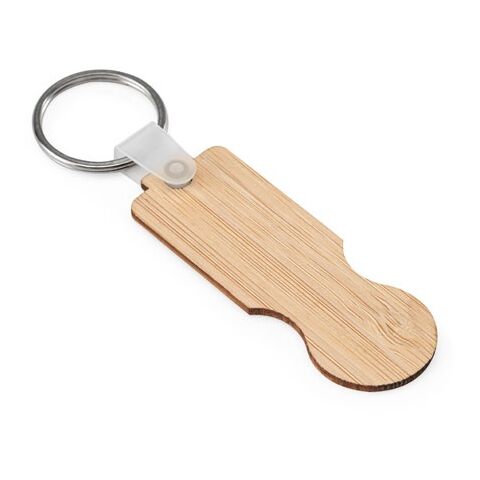 SHOPZ. Schlüsselanhänger aus Bambus mit münzförmigem Ende Natur | ohne Werbeanbringung | Nicht verfügbar | Nicht verfügbar | Nicht verfügbar