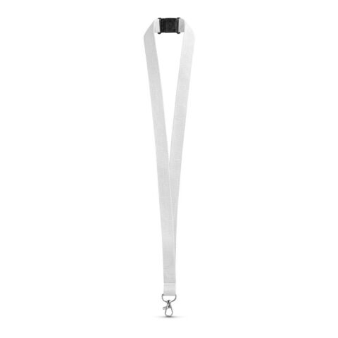 Werbeartikel LEEDS Lanyard Schlüsselband 20mm Polyester inkl. Metallkarabiner & Sicherheitsverschluss ideal für Messen – Weiß – mit Logo bedruckt