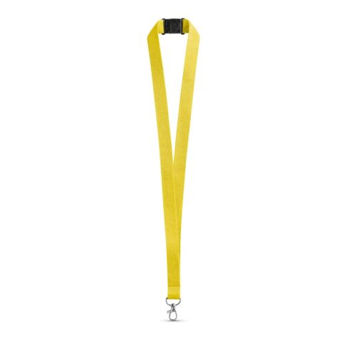 Werbeartikel LEEDS Lanyard Schlüsselband 20mm Polyester inkl. Metallkarabiner & Sicherheitsverschluss ideal für Messen – Gelb – mit Logo bedruckt