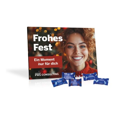 Tisch-Adventskalender mit Klett Fairtrade® Schokolade bunt | ohne Werbeanbringung