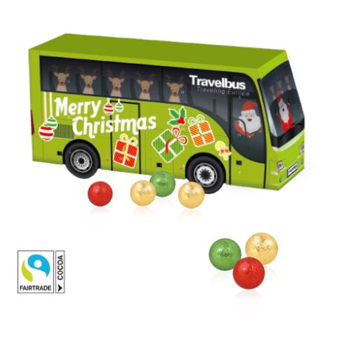 Mitarbeitergeschenk Lindt 3D Bus Adventskalender – weihnachtlich – mit bedrucktem Etikett ca. 75g als ideale vorweihnachtliche Überraschung