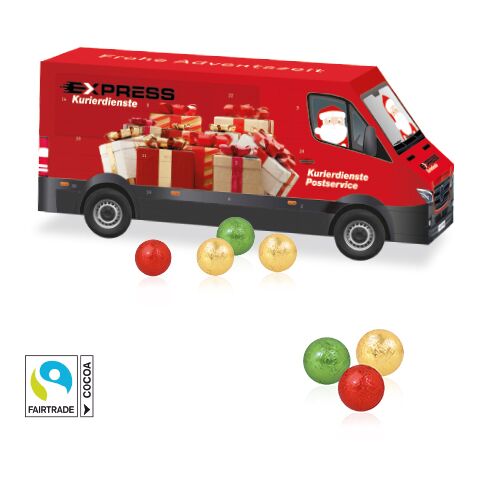 3D Adventskalender &quot;Transporter&quot; Mit Lindt Schokolade bunt | ohne Werbeanbringung | Fairtrade® Schokolade