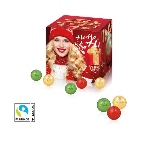 Adventskalender &quot;Cube&quot; Mit Fairtrade® Schokolade bunt | 4C Digital-/Offsetdruck
