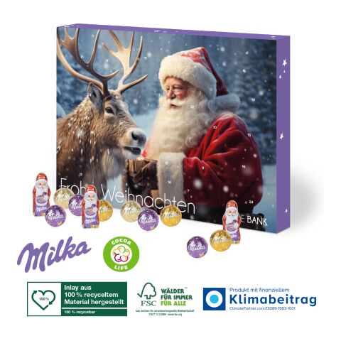 Adventskalender Milka „Edition“, Inlay aus 100% recyceltem Material bunt | ohne Werbeanbringung
