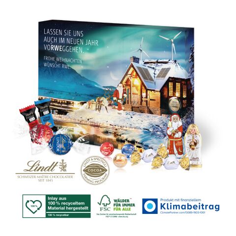 Adventskalender Lindt „Premium-Selection“, Inlay aus 100% recyceltem Material bunt | 4C Digital-/Offsetdruck