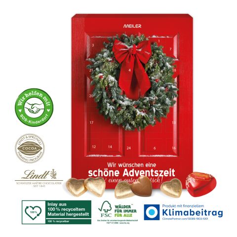 Adventskalender Lindt „Schokoladen-Herzen“ bunt | ohne Werbeanbringung
