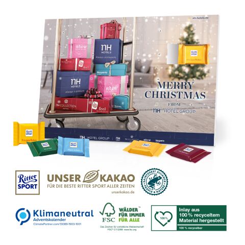 Tisch-Adventskalender Ritter SPORT, Klimaneutral, FSC®, Inlay aus 100% recyceltem Material 