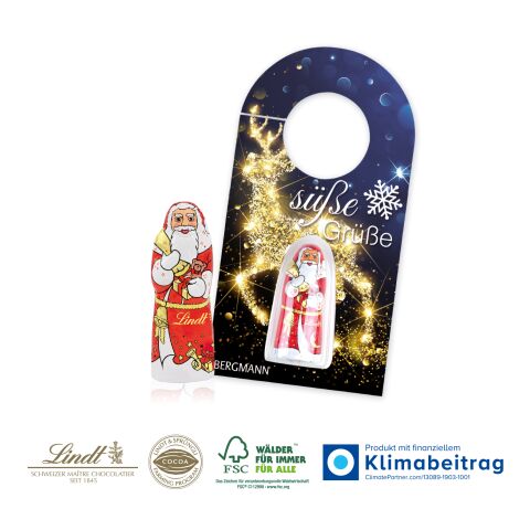 Schokokarte „Business“ Türanhänger mit Lindt Weihnachtsmann bunt | ohne Werbeanbringung