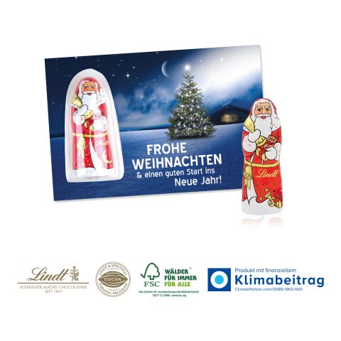 Schokokarte „Business“ mit Lindt Weihnachtsmann 4C Digital-/Offsetdruck