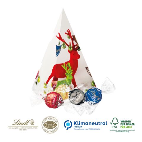 Präsent Weihnachtsbaum mit Lindor Pralines, Klimaneutral, FSC® 4C Digital-/Offsetdruck