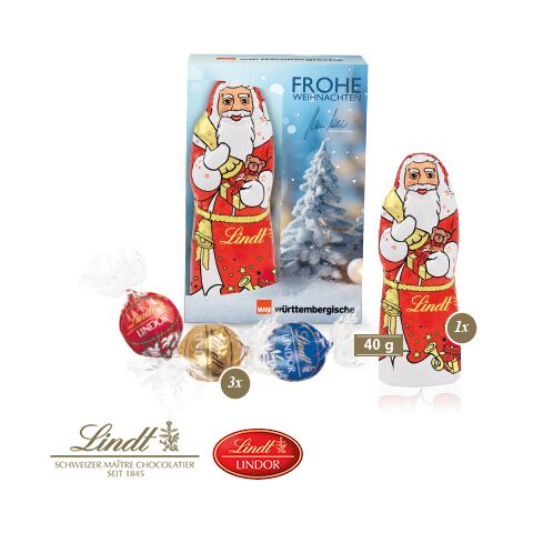Premium-Präsent Mit Lindt Weihnachtsmann „Medium“ bunt | 4C Digital-/Offsetdruck