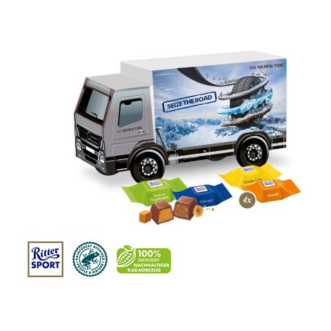 3D Präsent "LKW" bunt | ohne Werbeanbringung | Ritter SPORT Schokowürfel