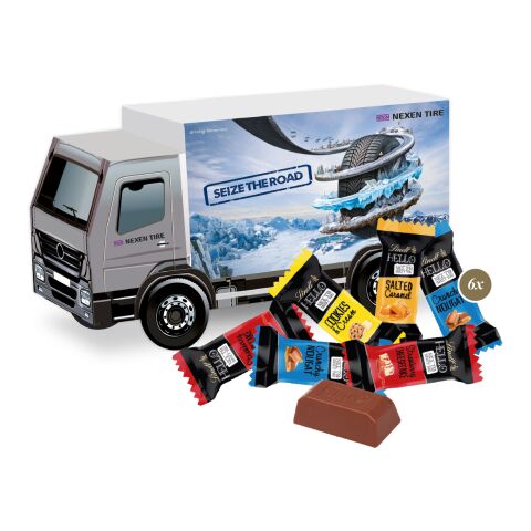 Firmengeschenk 3D LKW – bunt – mit individueller Banderole 1 Stück als hochwertiges Präsent für Kunden und Mitarbeiter zur Firmenwerbung