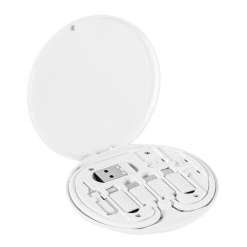 SYSTROM. Superschnelles Ladekabel und Adapter-Set aus Recyceltes ABS (100% rABS) Weiß | ohne Werbeanbringung