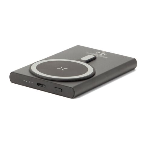 WRIGHT 5. Magnetische Powerbank mit Schnellladefunktion aus recyceltem Aluminium und recyceltem ABS, 5'000 mAh schwarz | ohne Werbeanbringung | Nicht verfügbar | Nicht verfügbar | Nicht verfügbar