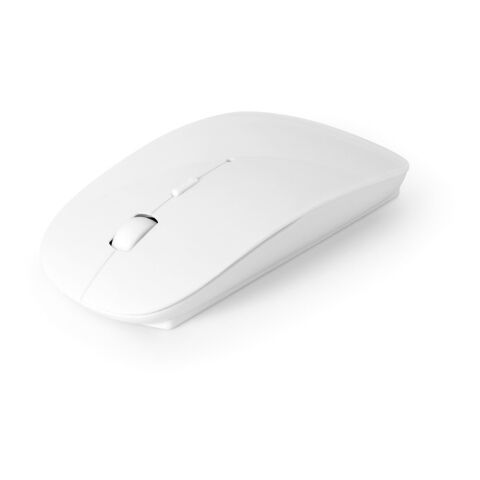 Mitarbeitergeschenk Ergonomische Wireless Maus BLACKWELL – weiß – mit Logo bedruckt 2.4 GHz Funk kabellos recycelt für das Homeoffice 57x113x20mm