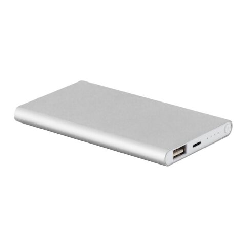 MARCET. Powerbank Slim 4&#039;000 mAh aus Recyceltes Aluminium (100% rAL) und Recyceltes ABS (100% rABS) Silber | Laser