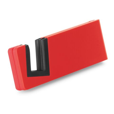 Werbeartikel HOOKE Smartphone-Halter – rot – mit Logo bedruckt für den Büroalltag, klappbar, passend bis 12 mm Dicke, 89x30x9 mm