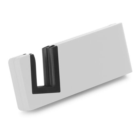 Werbeartikel Handyhalterung HOOKE – weiß – mit Logo bedruckt, faltbar, für Smartphones bis 12 mm, Maße 89x30x9 mm, für Messen & Technik-Events