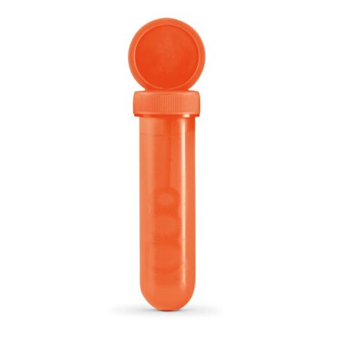 Werbeartikel Seifenblasen BUBBLY – orange – mit Logo bedruckt 30 ml, ø25 x 130 mm für Messen & Promotion
