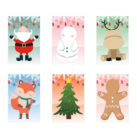 GLIMN. Set aus sechs Bögen mit Weihnachtsfiguren und 3 Bögen mit Aufklebern weiss | ohne Werbeanbringung | Nicht verfügbar | Nicht verfügbar | Nicht verfügbar