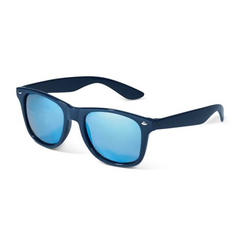 Werbeartikel NIGER. Sonnenbrille aus PC mit gespiegelten Brillengläsern – blau – mit Logo bedruckt