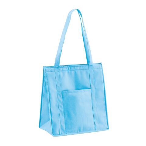 Werbeartikel ROTTERDAM. Kühltasche aus Vliesstoff (80 g/m²) – hellblau – mit Logo bedruckt
