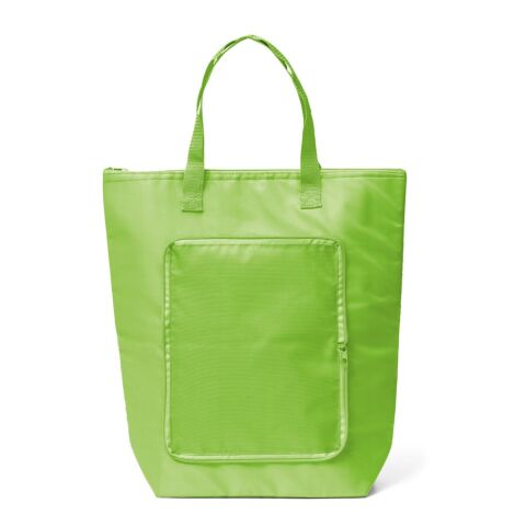 Werbeartikel MAYFAIR. Faltbare Kühltasche aus 210D Polyester 15 L – Hellgrün – mit Logo bedruckt