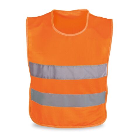 Werbeartikel MIKE. Kinder Reflektorweste aus 100% Polyester – Orange – mit Logo bedruckt