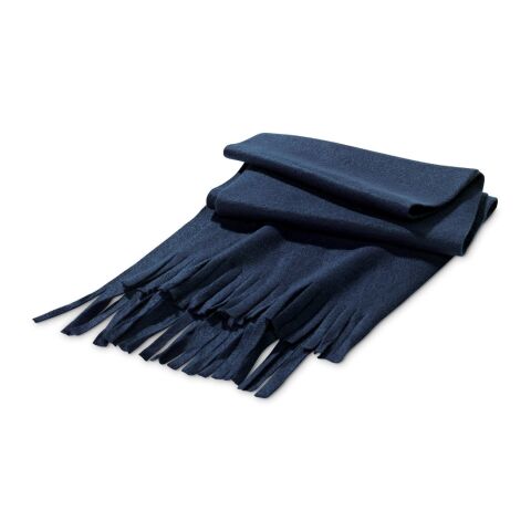 Werbeartikel Schal JASON – blau – mit Logodruck, 1500 x 250 mm, leichtes 200g/m² Fleece mit Fransen für Firmen-Events und Mitarbeiter