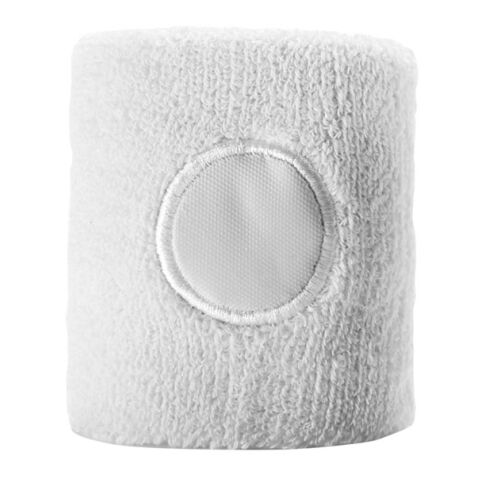 Werbeartikel KOV. Elastische Polyester-Manschette – weiß – mit Logo bedruckt