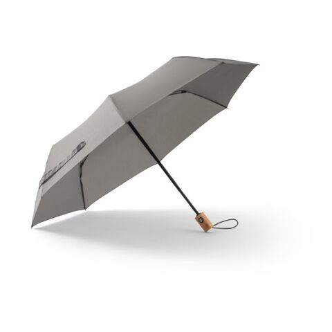 Werbeartikel RIVER. Faltbarer Regenschirm aus recyceltem Polyester (100% rPET) 190T Pongé mit automatischer Öffnung und Schließung – Hellgrau – mit