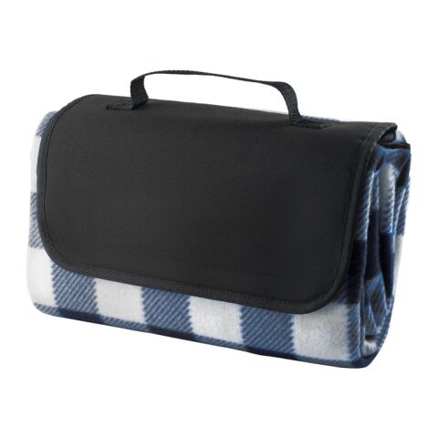 Werbeartikel RILEY II. EPE-gefütterte Picknick-Decke (180 g/m²) – blau – mit Logo bedruckt