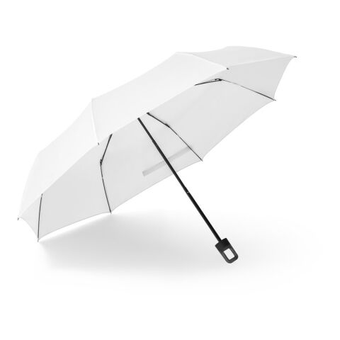 Werbeartikel GEORGE. 21-Zoll-Regenschirm aus recyceltem Polyester (100 % rPET) 190T winddichtem Pongee – weiß – mit Logo bedruckt