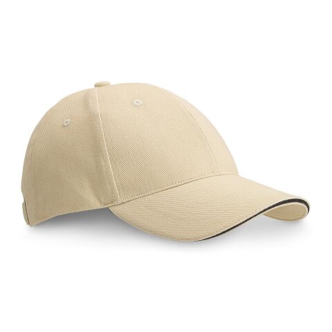 Werbeartikel CHRISTOPHE. Sandwichmütze aus 100% Baumwolle (260 g/m²) – Beige – Cap / Kappe mit Logo bedruckt