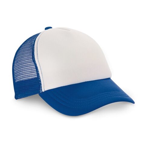 Werbeartikel Mütze NICOLA – königsblau – mit Logodruck 580 mm verstellbar aus Polyester und Mesh moderner Beanie für Firmenevents