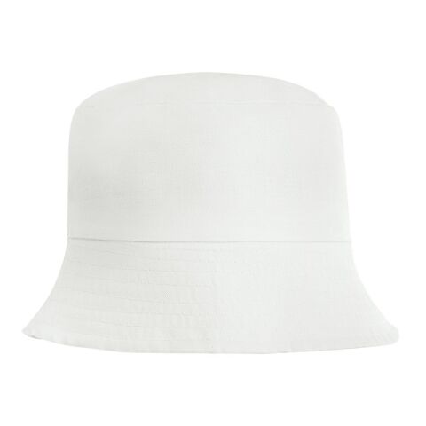 Werbeartikel JONATHAN. Panamakappe aus Polyester – weiß – mit Logo bedruckt