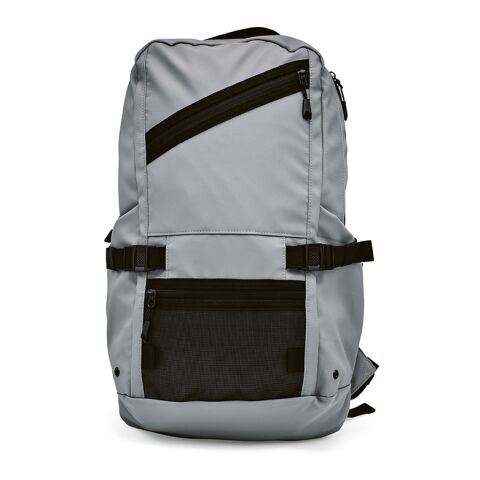 Werbeartikel Rivin 18L Rucksack aus rPET. Reflektive Tasche. Laptops bis 17" – grau – mit Logo bedruckt